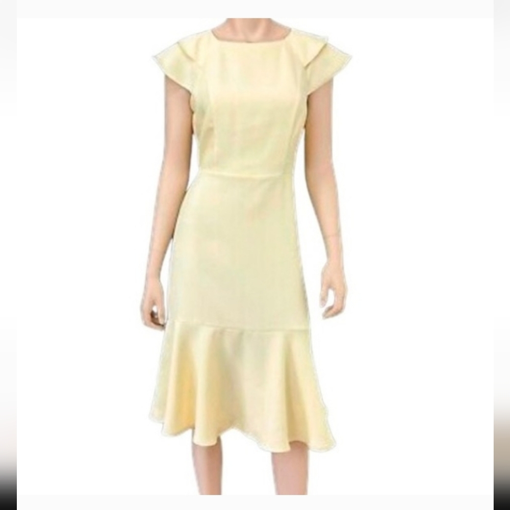 Banana Republic Short Sleeve Flutter Sleeve Dress In Sunbleached Yellow Size 6